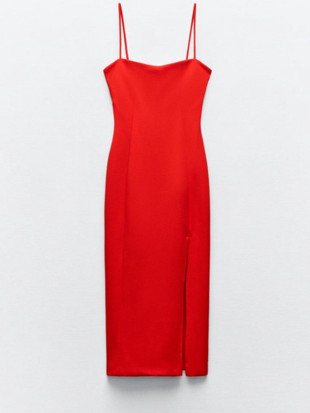 Red Crepe Strappy Dress Zara